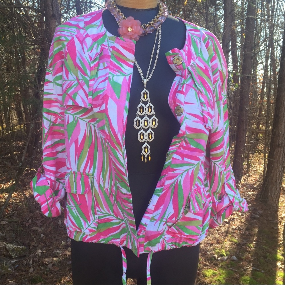 Ruby Rd Jacket 10 Linen Blend Tropical Beach Boat - image 1